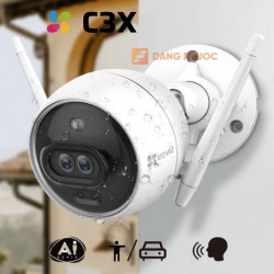 Camera 2 ống kính kép thân wifi EZVIZ C3X 2MP 1080p, nhận dạng người &amp; xe cộ, đèn flash &amp; còi báo động.