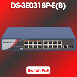 Switch PoE 16 port HIKVISION DS-3E0318P-E(B) 100M cấp nguồn 250m