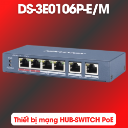 Thiết bị mạng HUB-SWITCH PoE HIKVISION DS-3E0106P-E/M 4 port 100Mbps