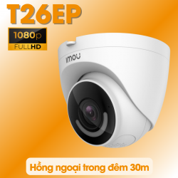 Camera wifi dome cố định IMOU IPC-T26EP 1080p 2mp  hồng ngoại tầm xa 30m, loa còi 110db, MicroSD lên đến 256GB