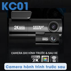 Camera hành trình trước sau  Vietmap KC01 super HD 2K, cảnh báo biển giao thông bằng giọng nói