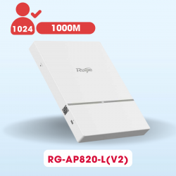 Thiết bị phát wifi 6 treo trần hoặc gắn tường Ruijie RG-AP820-L(V2) 4 cổng LAN, tốc độ 2400 Mbps, truy cập đồng thời đề xuất là 80+