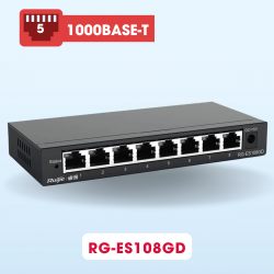Thiết bị chuyển mạch Switch Ruijie RG-ES108GD 8 cổng 10/100/1000 BASE-T, tốc độ 16Gbps, vỏ kim loại
