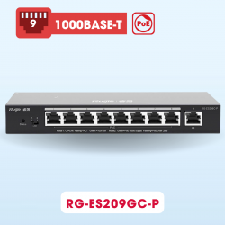 Switch PoE 9 cổng 10/100/1000BASE-T Ruijie RG-ES209GC-P tốc độ 18Gbps, chống sét 4KV 
