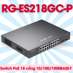  Switch PoE 18 cổng 10/100/1000BASE-T công suất 240W Ruijie RG-ES218GC-P tốc độ chuyển mạch 36Gbps 