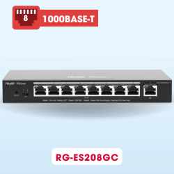 Bộ chuyển mạch 8 cổng 10/100/1000BASE-T Ruijie RG-ES208GC tốc độ chuyển mạch 16Gbps, chống sét 4KV