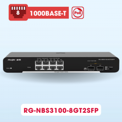 Switch mạng PoE 8 Cổng 10/100/1000BASE-T Ruijie RG-NBS3100-8GT2SFP-P công suất 125W, tốc độ 192Gbps 