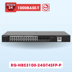 Bộ chia mạng switch 24 Cổng 10/100/1000BASE-T Ruijie RG-NBS3100-24GT4SFP-P công suất 270W, tốc độ 336Gbps