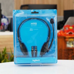 Tai nghe Logitech Stereo Headset H110 jắc micro và jắc tai nghe riêng biệt mic giảm ồn xoay linh hoạt 