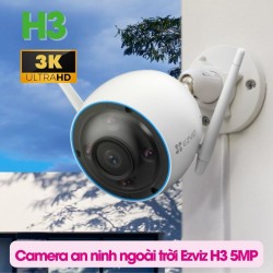 Camera thân wifi ngoài trời Ezviz H3 5MP 3K, còi và đèn, phát hiện con người