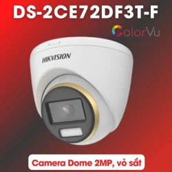 Camera dome quan sát có màu ban đêm Hikvision DS-2CE72DF3T-F 2MP 1080P chống ngược sáng WDR 130dB, đèn ánh sáng trắng 40m