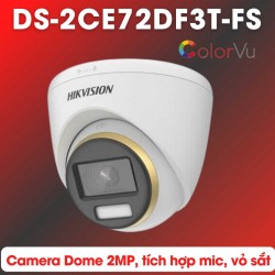 Camera Dome có màu ban đêm Hikvision DS-2CE72DF3T-FS 2MP tích hợp mic thu âm thanh