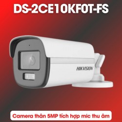 Camera thân colorvu 3K Hikvision DS-2CE10KF0T-FS tích hợp mic, đèn Led đến 20m