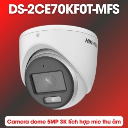 Camera quan sát Hikvision DS-2CE70KF0T-MFS 5MP 3K đèn ánh sáng trắng 20m, tích hợp mic