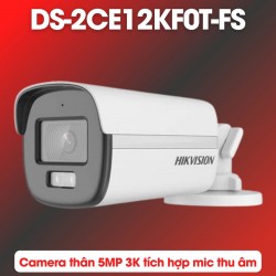 Camera thân ngoài trời Hikvision DS-2CE12KF0T-FS 3K 5MP tích hợp mic, đèn LED đến 40m