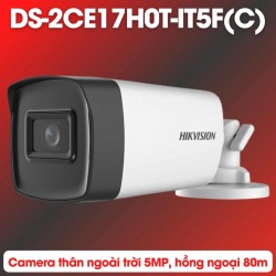 Camera thân ngoài trời Hikvision DS-2CE17H0T-IT5F(C) 5MP hồng ngoại thông minh 80m