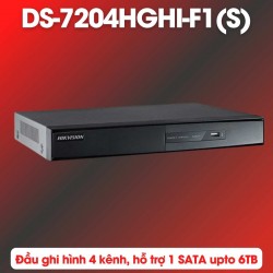 Đầu ghi hình camera 4 kênh Hikvision DS-7204HGHI-F1(S) vỏ sắt, 1 SATA upto 6TB, Hỗ trợ H.264+