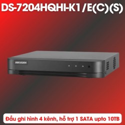 Đầu ghi camera IP 4 kênh Hikvision DS-7204HQHI-K1/E(C)(S) hỗ trợ camera 6MP, 1 SATA 10TB, tích hợp mic thu âm thanh