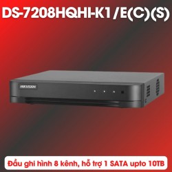 Đầu ghi camera 8 kênh Hikvision DS-7208HQHI-K1/E(C)(S) hỗ trợ camera có mic lên đến 6MP, 1 SATA 10TB