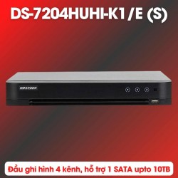 Đầu ghi hình 4 kênh Hikvision DS-7204HUHI-K1/E (S) hỗ trợ gán thêm 4 camera IP, 1 SATA lên đến 10TB