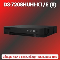 Đầu ghi 8 kênh Hikvision DS-7208HUHI-K1/E (S) Hỗ trợ H265+, hỗ trợ 1 SATA 10TB