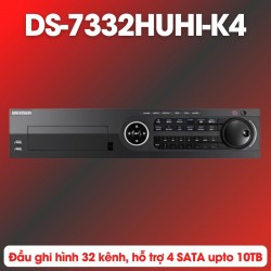 Đầu thu camera IP 32 kênh Hikvision DS-7332HUHI-K4 4 SATA upto 10TB, 2 cổng mạng 10M/100M/1000M