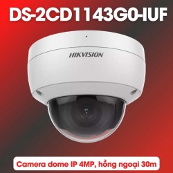 Camera Dome hồng ngoại 4MP Hikvision DS-2CD1143G0-IUF hồng ngoại 30m, tích hợp mic