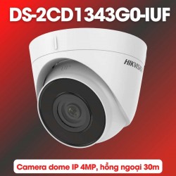 Camera Dome IP 4MP Hikvision DS-2CD1343G0-IUF hồng ngoại 30m, tích hợp mic thu âm thanh