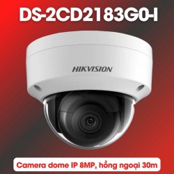 Camera IP Dome 8MP Hikvision DS-2CD2183G0-I hồng ngoại 30m, phát hiện nhận diện khuôn mặt