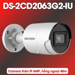 Camera ngoài trời IP Accusense Hikvision DS-2CD2063G2-IU 6MP, tích hợp mic, hồng ngoại 40m, phân biệt người, xe