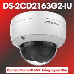 Camera dome IP 6MP Hikvision DS-2CD2163G2-IU hồng ngoại 30m, tích hợp mic WDR 120dB