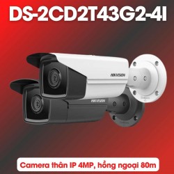 Camera IP thân hồng ngoại 4MP Hikvision DS-2CD2T43G2-4I hồng ngoại 80m, chống báo động giả
