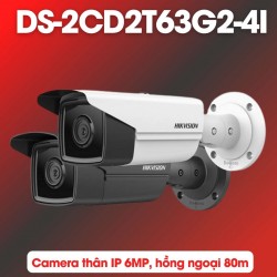 Camera thân IP ngoài trời Hikvision DS-2CD2T63G2-4I 6MP hồng ngoại 80m, chống ngược sáng WDR 120dB
