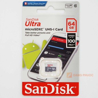 Thẻ nhớ MicroSD 64GB Sandisk Ultra Class 10 chuyên dùng ghi hình cho camera IP