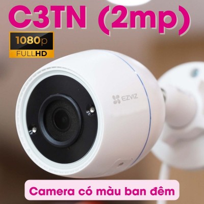 Camera ngoài trời không dây EZVIZ C3TN 2MP 1080p, còi & đèn có màu ban đêm, H.265, micro thu âm giảm nhiễu
