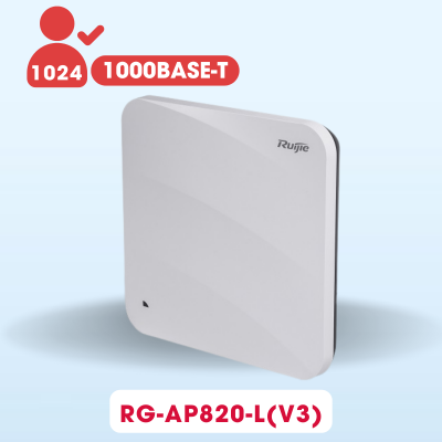 Bộ phát wifi Ruijie RG-AP820-L(V3) Wifi 6 tốc độ 2.976Gbps, truy cập đồng thời đề xuất là 120+ phù hợp trường học, cà phê có số lượng truy cập lớn