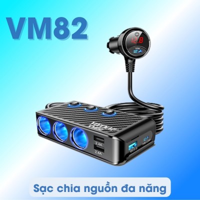 Bộ chia nguồn 3 cổng tẩu Vietmap VM82 sạc nhanh PD 30W, màn hình LED hiển thị