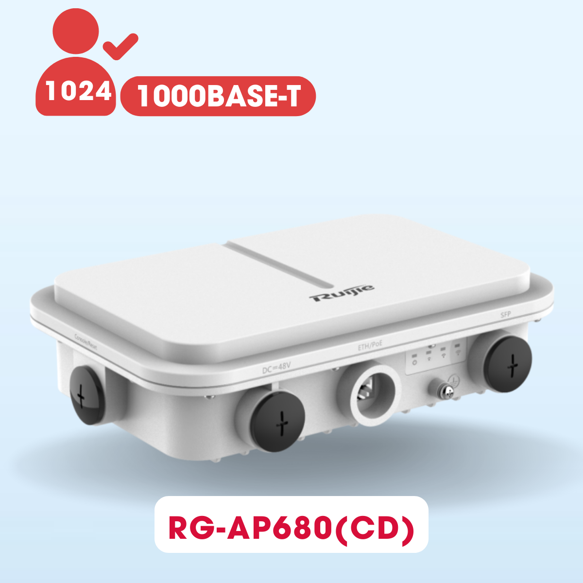 Thiết bị phát sóng wifi 6 ngoài trời Ruijie RG-AP680(CD), IP68, kết nối điểm đến (Point to Point) đến 3KM