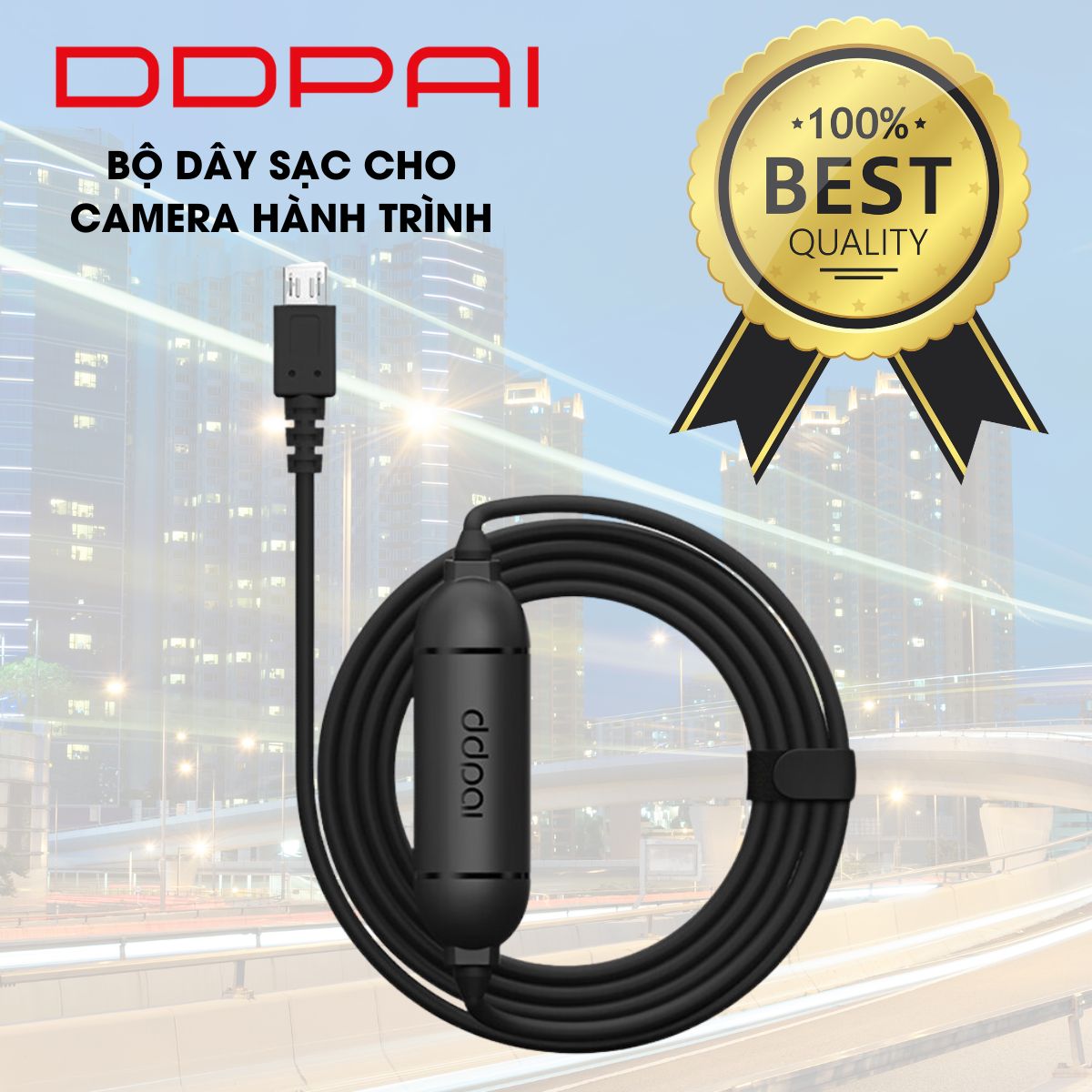Bộ dây sạc ô tô dành cho camera hành trình DDPai N3/N3 pro/Mini 5/Z40 dây cáp dài 3.5m